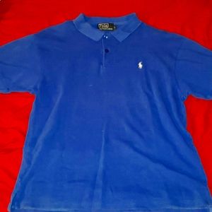 All blue polo shirt